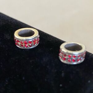 Brighton Charms Elegant Silver with Red Crystal Jewels Set of 2